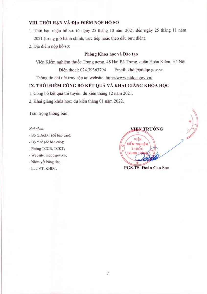Thông báo: Tuyển sinh đào tạo trình độ tiến sỹ dược học năm 2021
