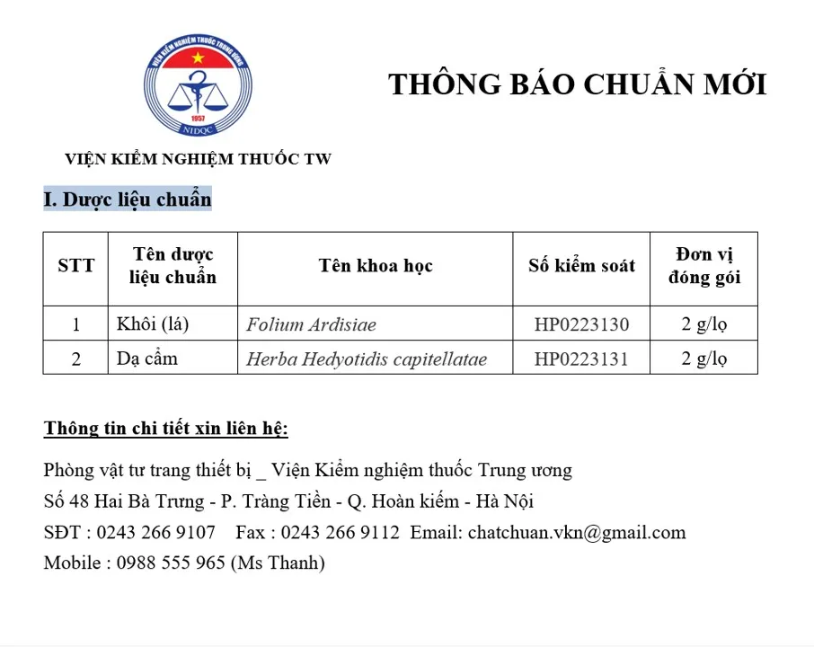 Thông báo chuẩn mới tháng 12/2023
