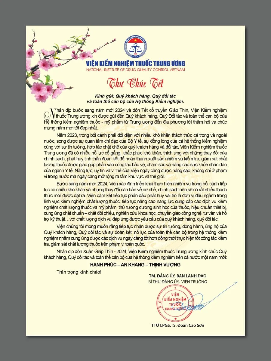 THƯ CHÚC TẾT GIÁP THÌN