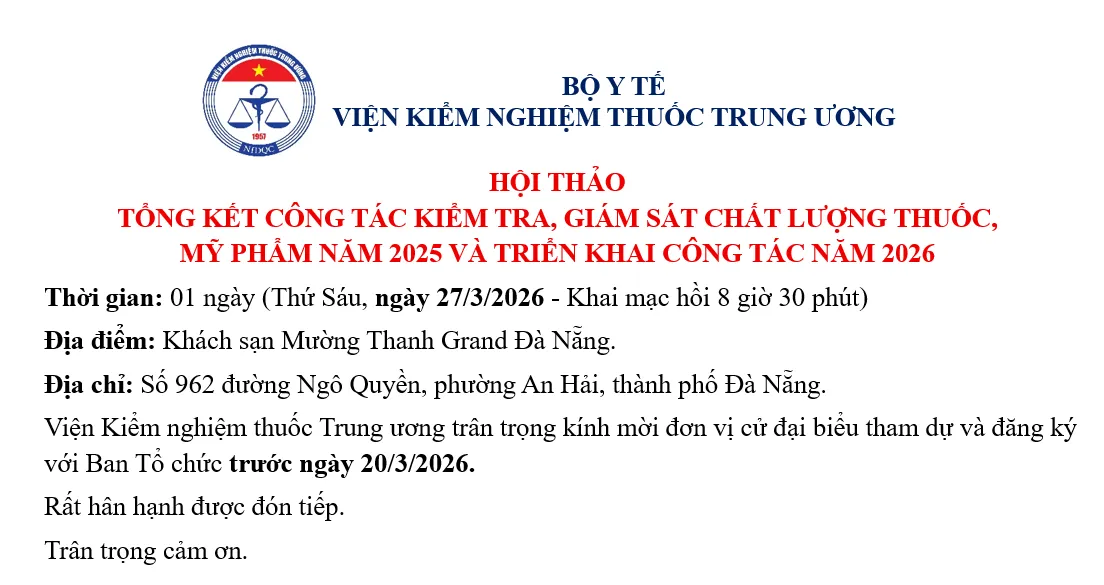 THÔNG BÁO: HỘI NGHỊ KIỂM NGHIỆM 2026